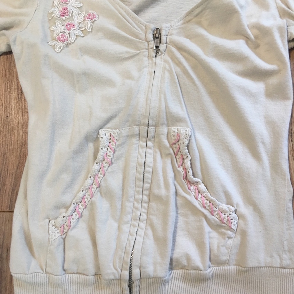Women’s tan embroidered zip hoodie - Picture 2 of 4